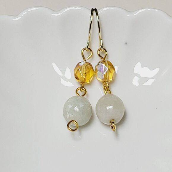 Artisan earrings  662# NEW bohemian Floral glass bead earrings Petite Amazonite - Picture 4 of 8